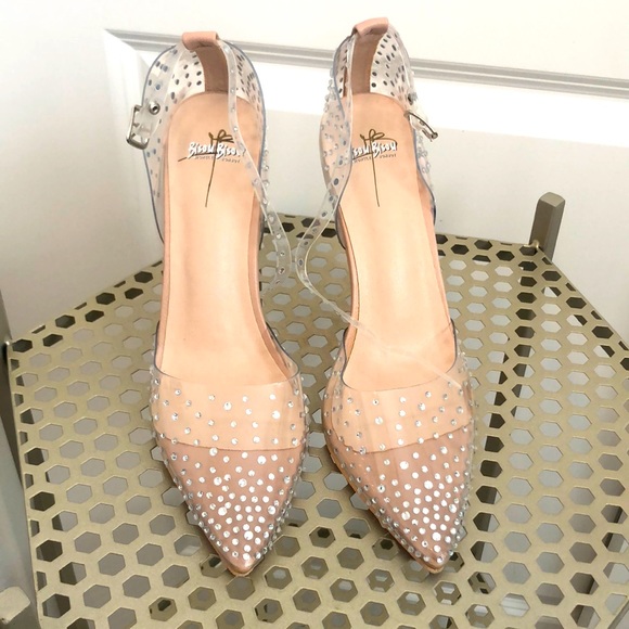 Diamond Gem studded clear strap pump heels - Picture 1 of 4